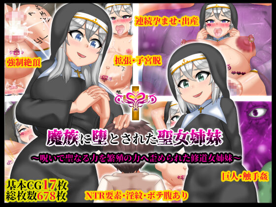 Mazoku ni Otosareta Seijo Shimai ~Noroi de Seinaru Chikara o Hanshoku no Chikara e Yugamerareta Shuudoujo Shimai~ page 1 full