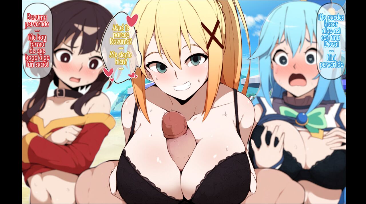 Vacaciones en la playa con Aqua, Megumin y Darkness page 1 full