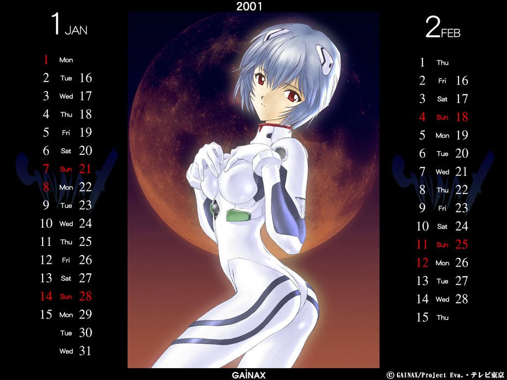 Neon Genesis Evangelion Nousatsu Calendar 2001 & 2002 page 1 full
