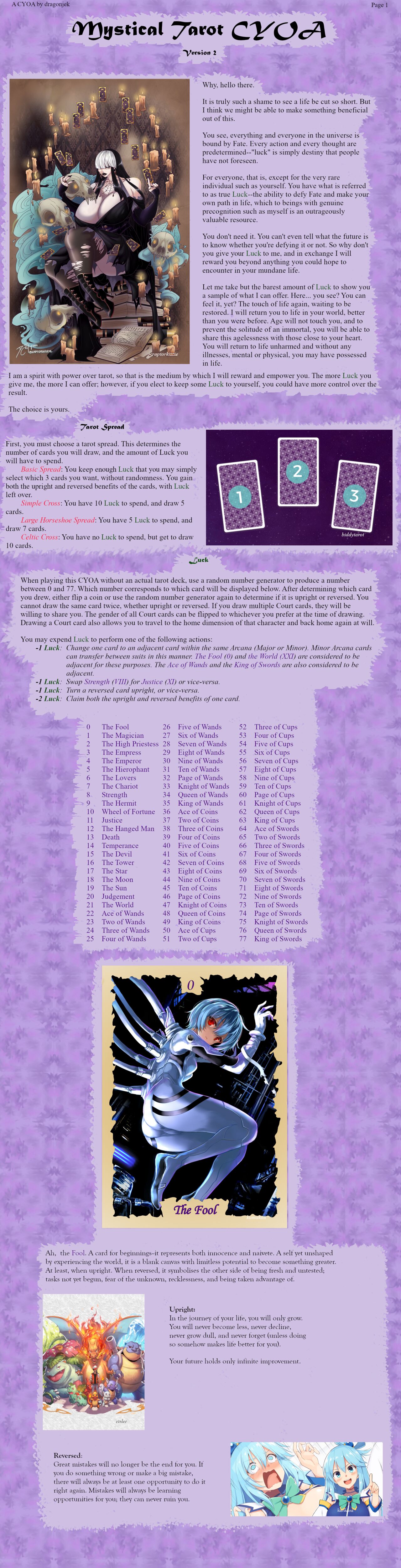 Mystical Tarot CYOA V2 page 1 full