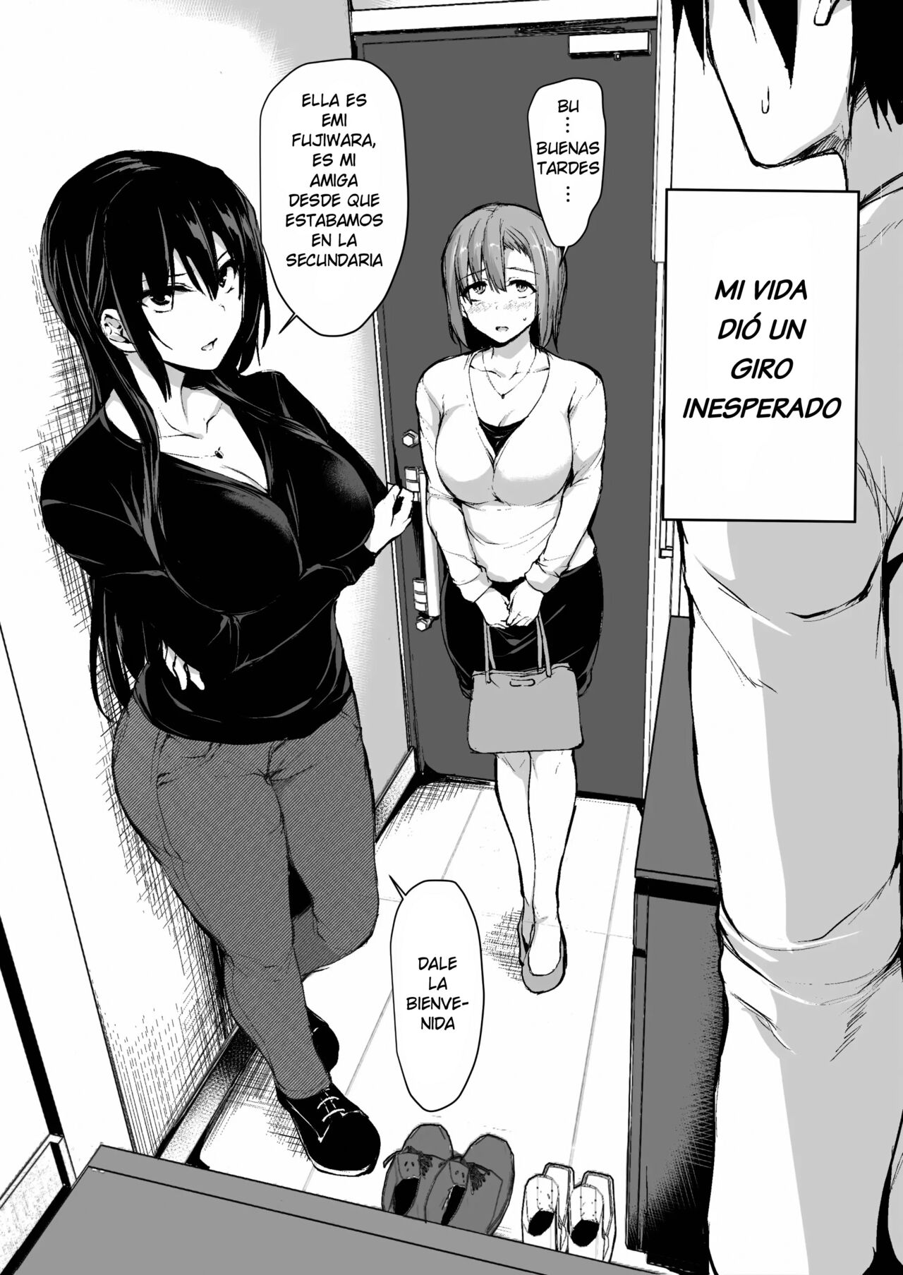 Kyonyuu ga Futariinai to Bokkishinai Otto no Tame ni Tomodachi o Tsuretekita Tsuma Ch.1 | No se me para sin un par de Grandes Tetas, asi que mi Esposa trajo una Amiga cap.1 page 4 full