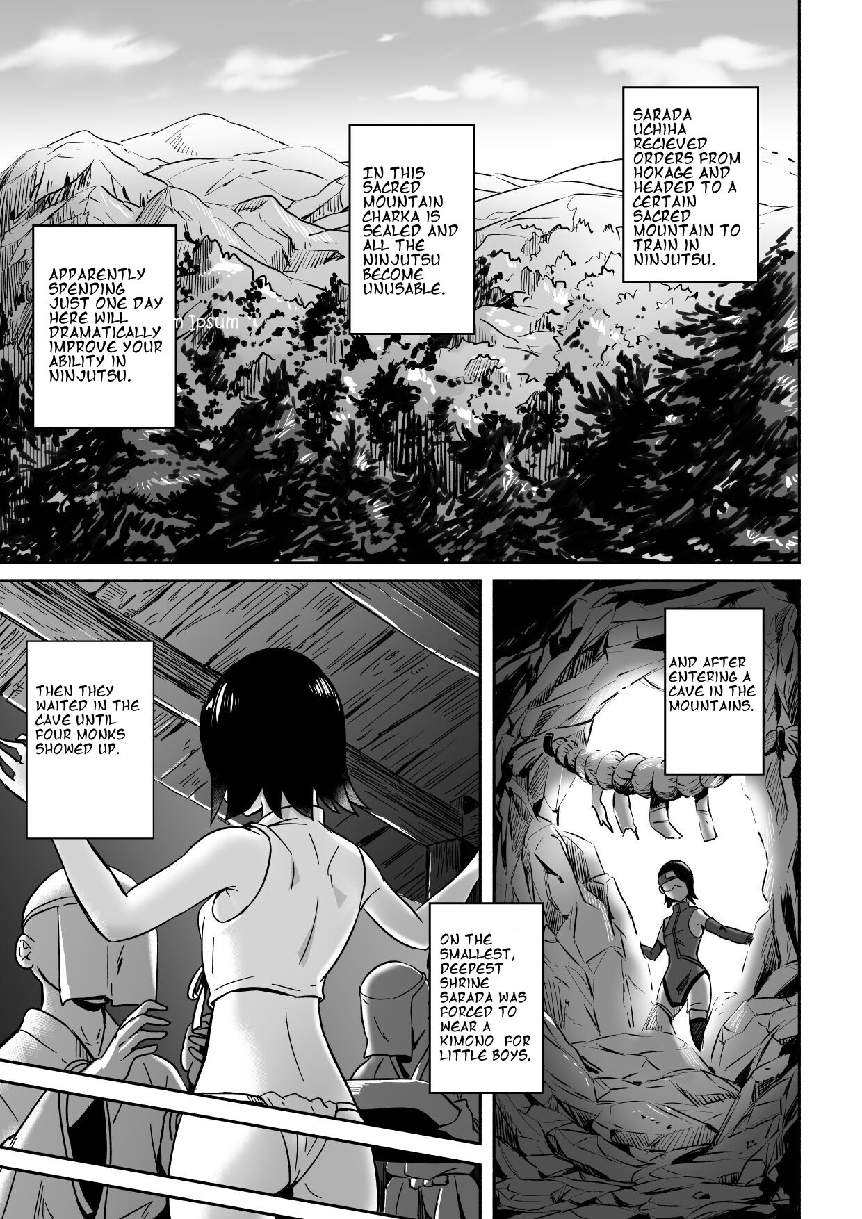 Sarada-chan no Chakra o Fuuin Shite Shugyou to Itsuwari Eroi Koto o suru Hon | A book about training and tricking Sarada-chan, who had her chakra sealed, into doing erotic things page 3 full