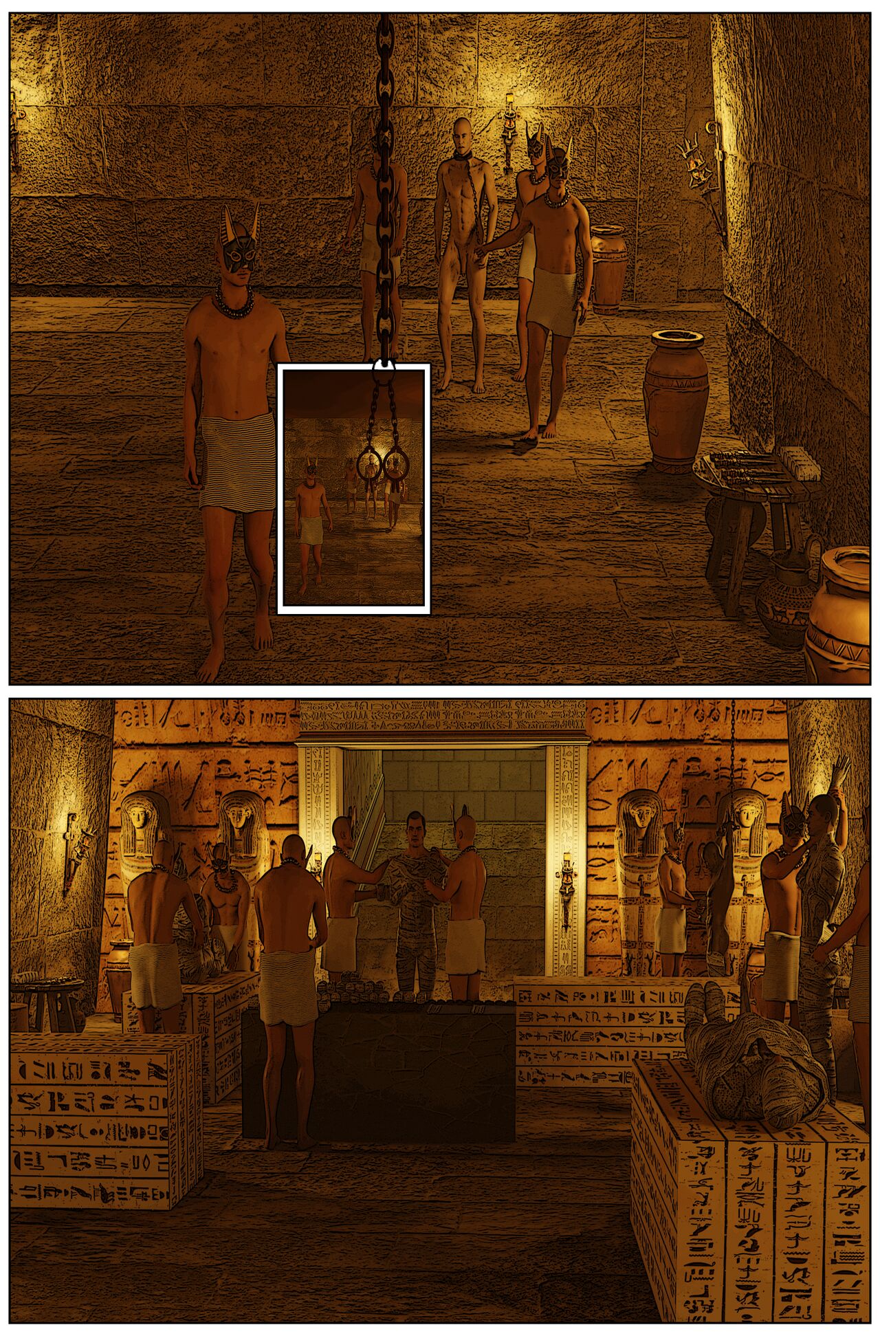 Brutal Male Mummification Comic page 3 full
