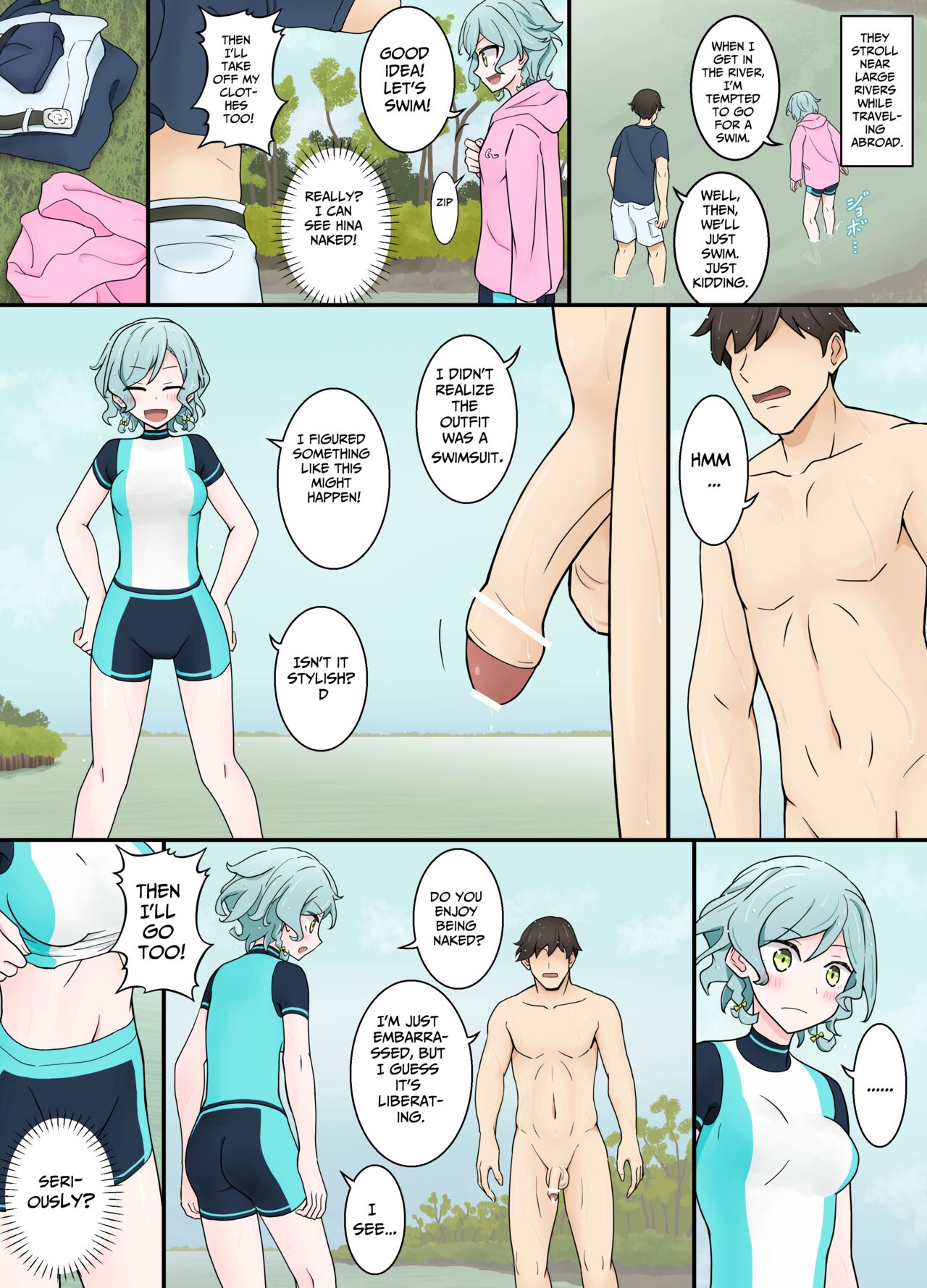 Playing in the water naked with Hina page 1 full