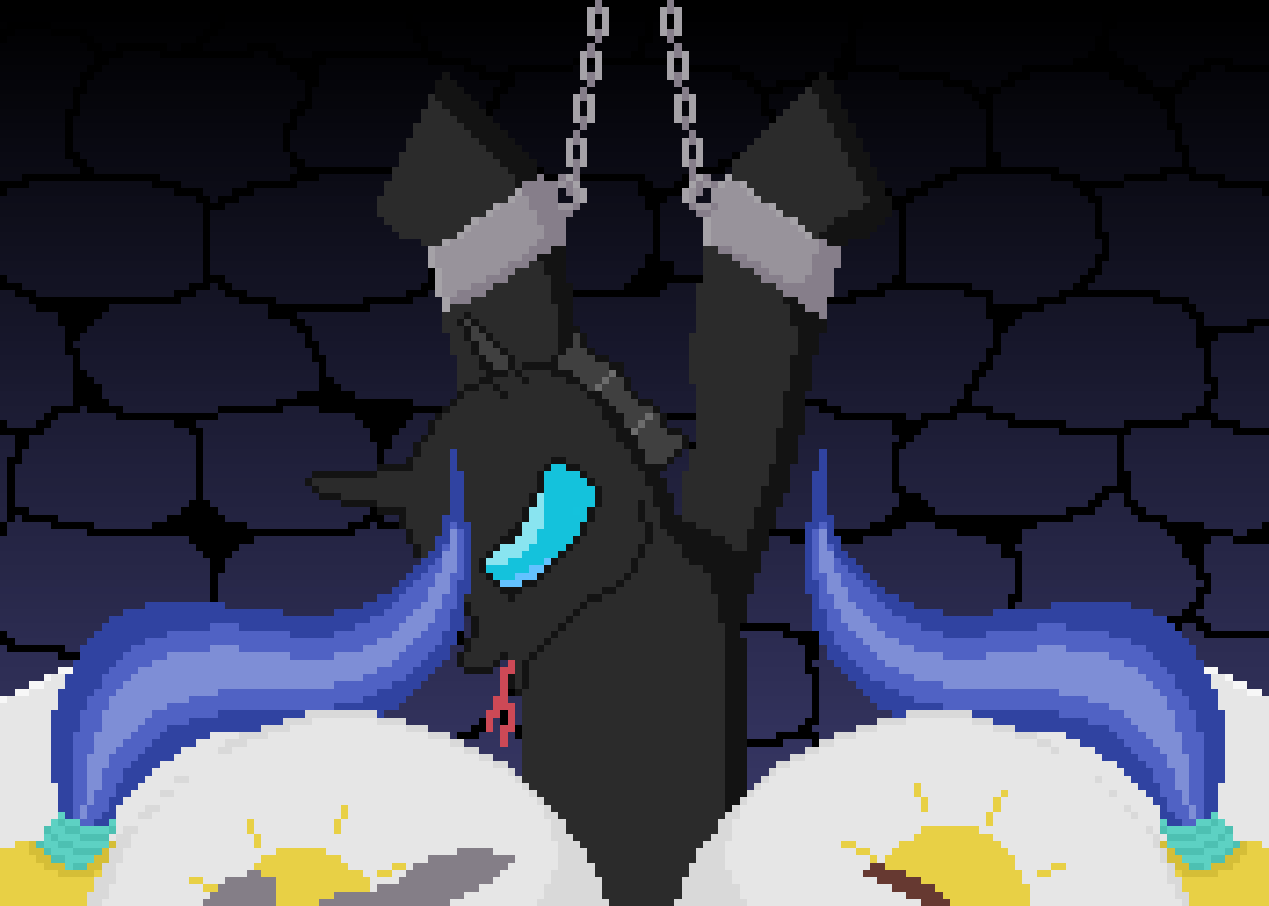 Changeling Punished VIa Double Facesitting By Guard Mares While Chained Up In Dungeon page 6 full