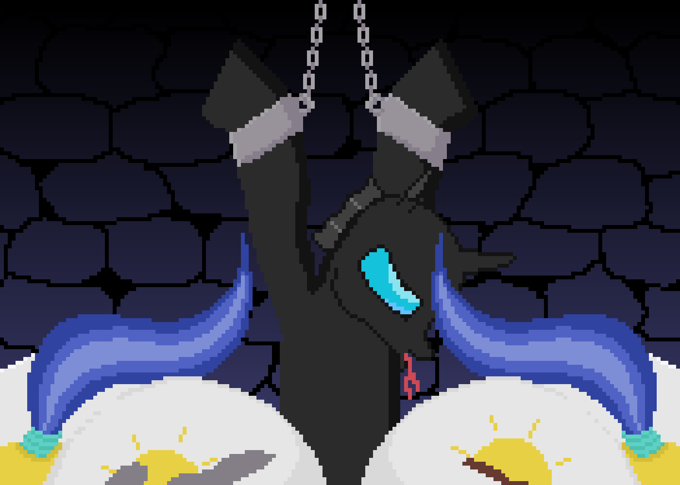 Changeling Punished VIa Double Facesitting By Guard Mares While Chained Up In Dungeon page 7 full