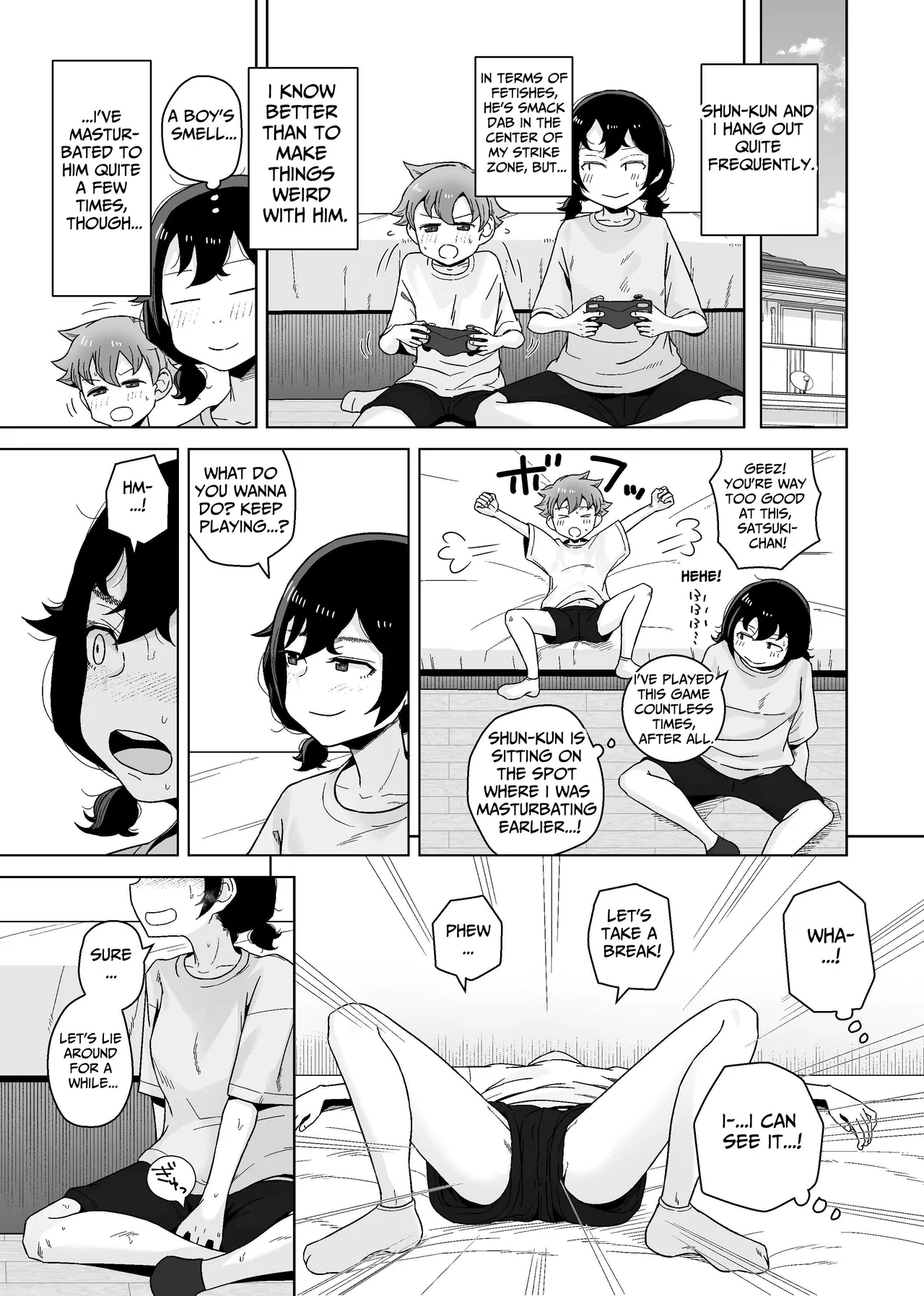 Onanie Izon Jidaraku Joshi wa Shounen no Onanie o Nozokimisuru. | A Masturbation Addicted Slob Girl Peeps on a Boy Jerking Off. page 7 full