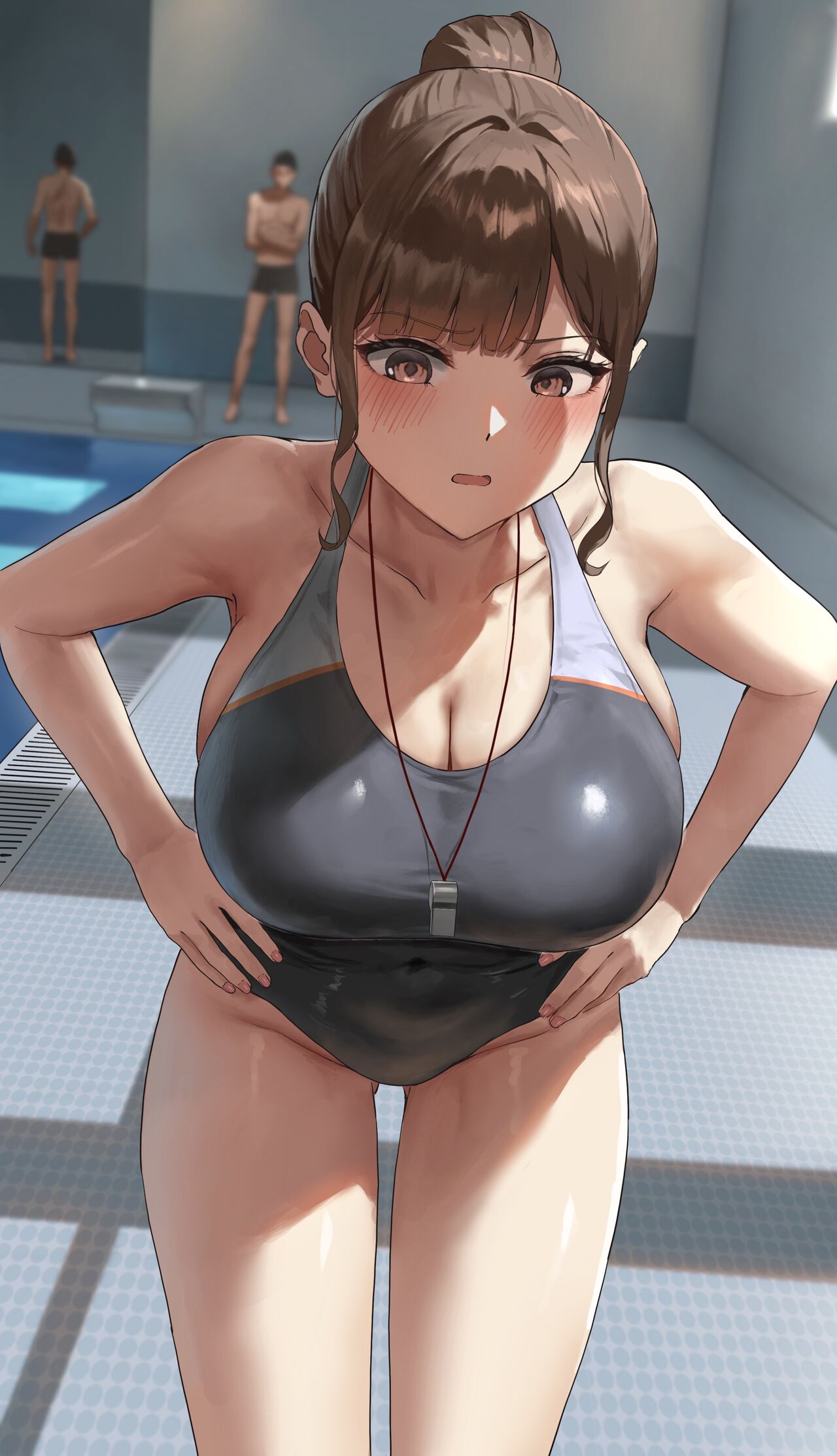 Kuchi de Nuite Kureru Suieibu Komon no Sensei | The Swimming Club Coach Sucks Me Off page 2 full