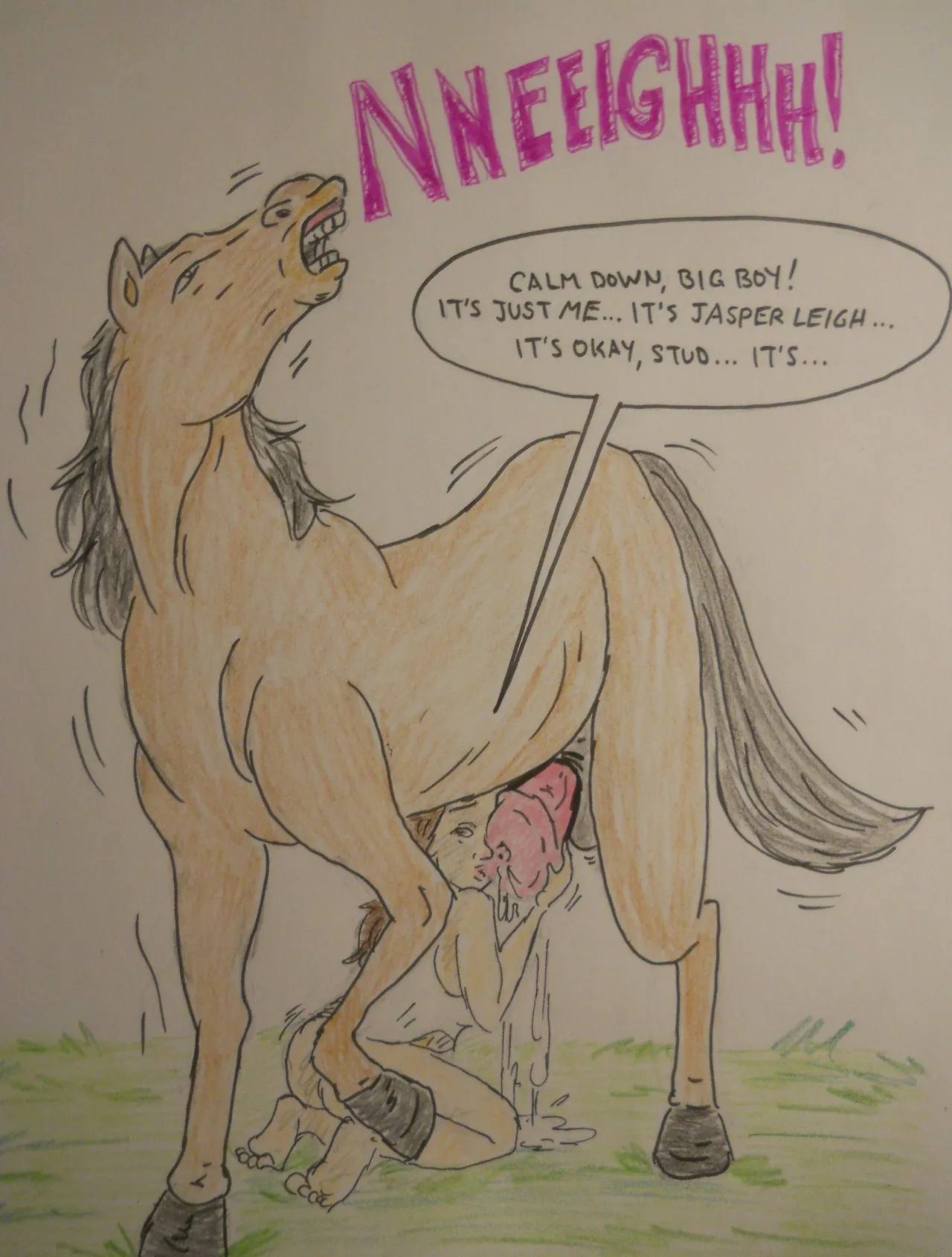 Jasper Leigh Daniels enjoys a meal of horse cum page 4 full