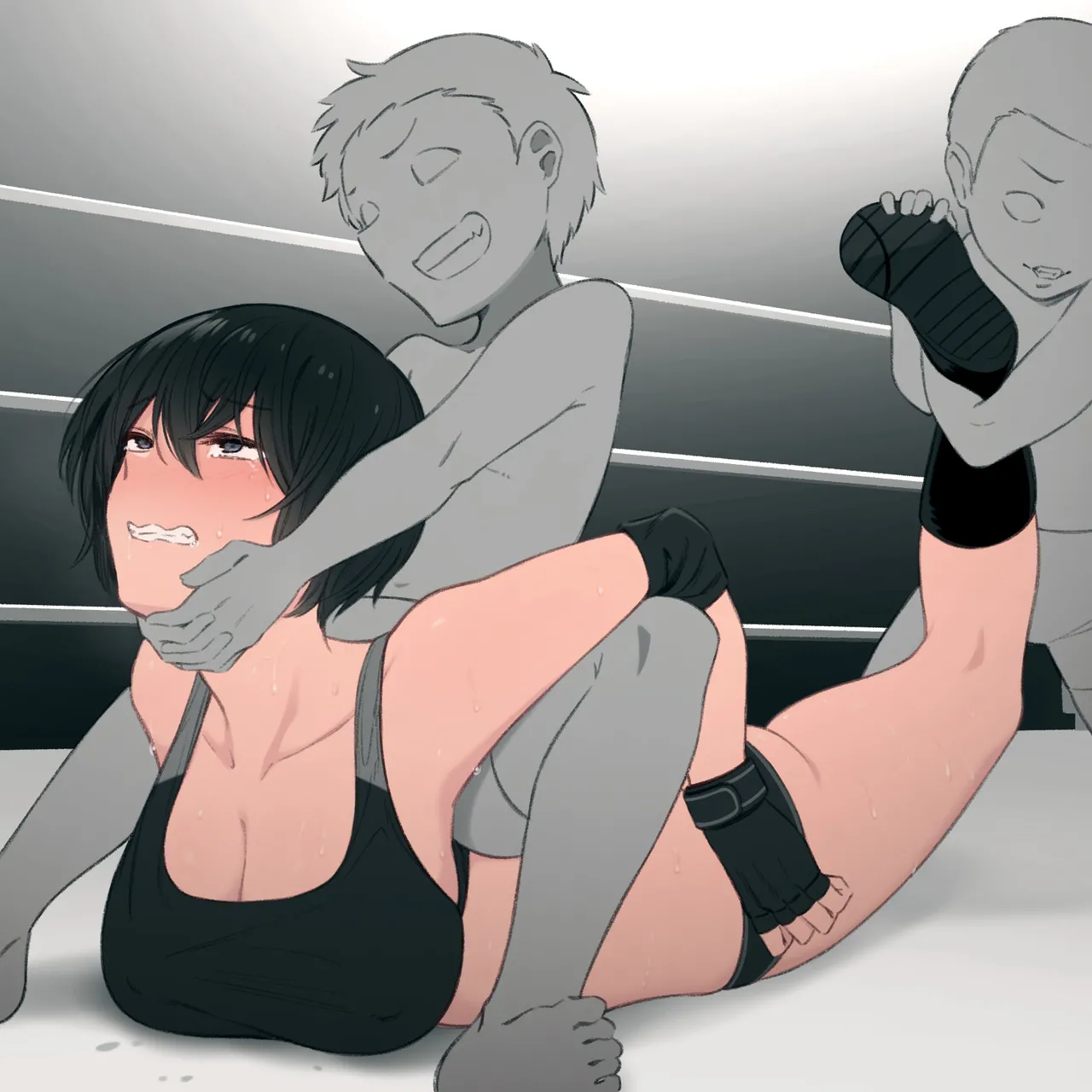 プロレス技をかけられて気絶するお姉さん page 1 full