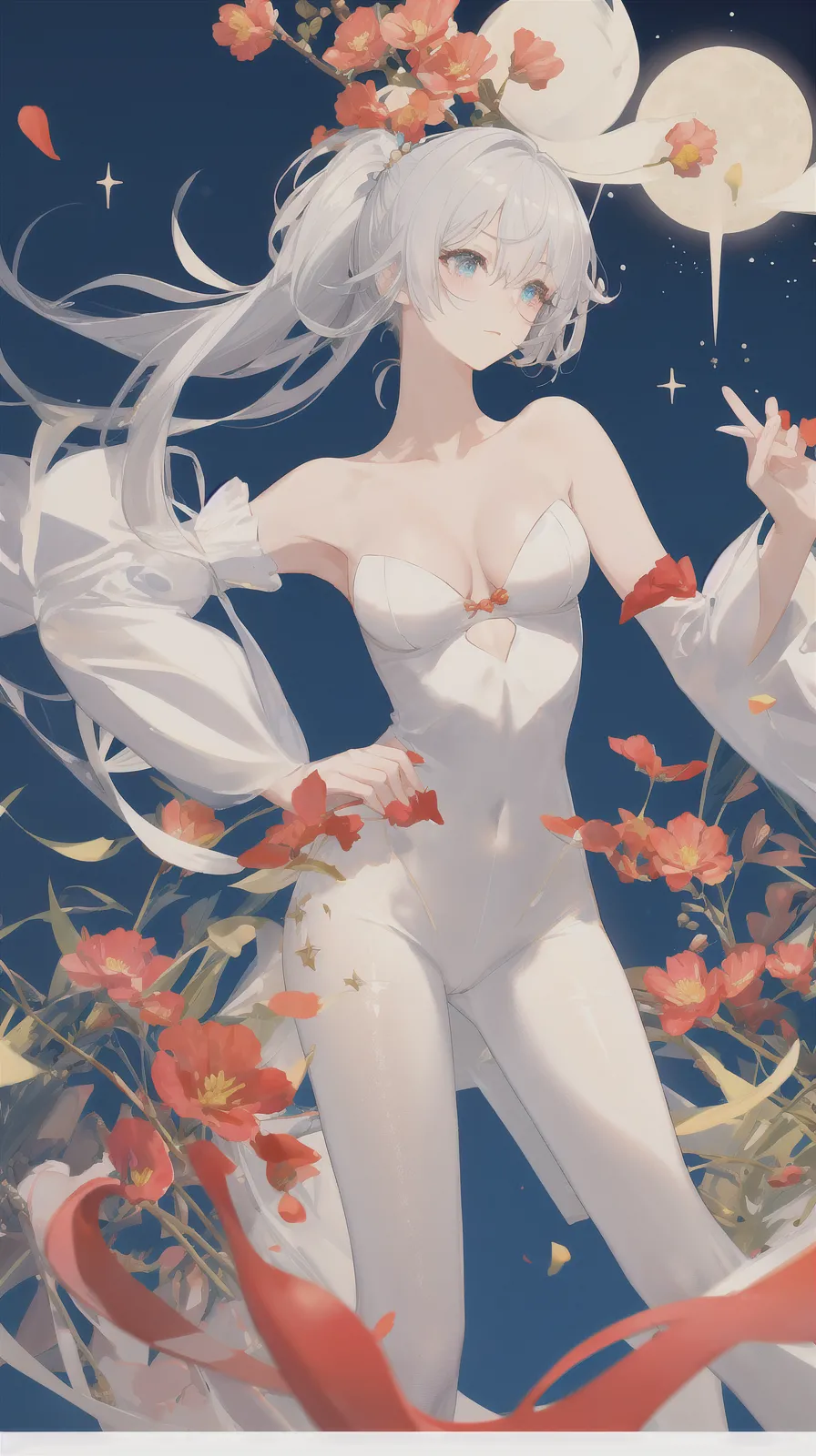 White haired girl with huge breasts by AI page 1 full