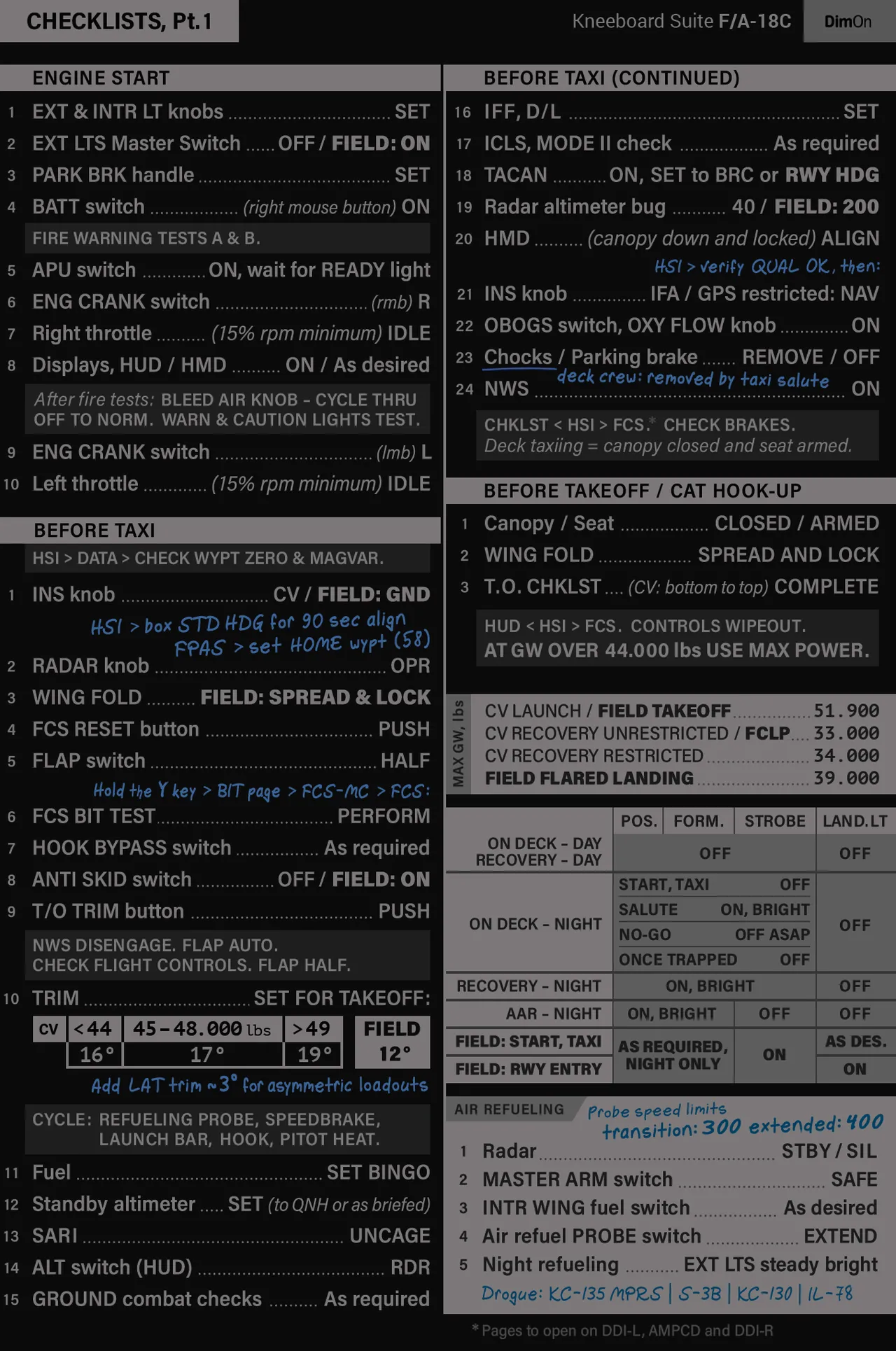 F/A-18C kneeboard checklist for DCS World page 6 full