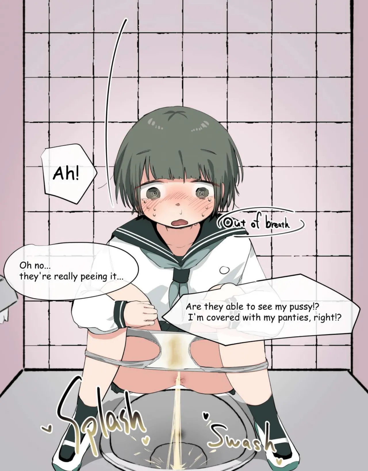 Marumie no Toire o Tsukau Onnanoko I A girl using a toilet that is completely visible page 7 full