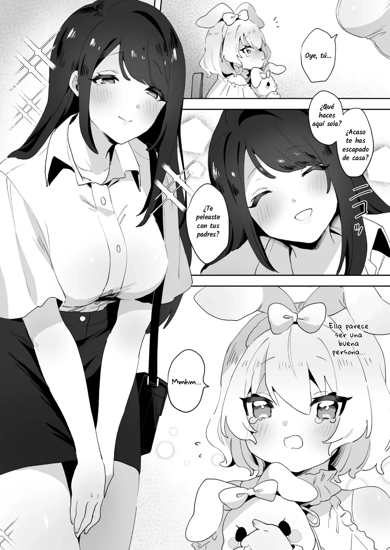 skeb Yuri Ecchi Manga | La Loli Fugitiva y la Onee-san Futanari page 2 full